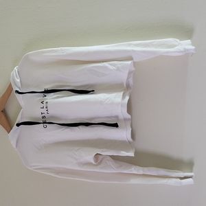 Women's Letter Print Casual Long Sleeve Crop Top Sweatshirt Hoodie